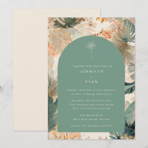 Elegant Tropical Palm Leaves Wedding Invitation