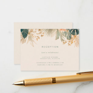 Elegant Tropical Palm Leaves Wedding Reception Enclosure Card