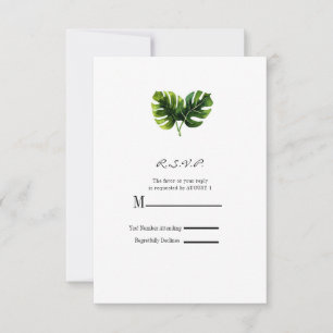 Elegant Tropical Palm Leaves Wedding RSVP Reply Card