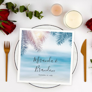 Elegant Tropical Palm Ocean Summer Beach Wedding Napkin