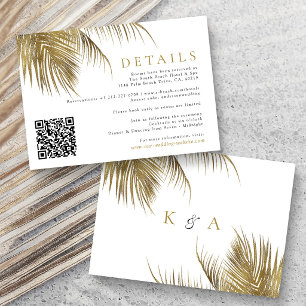 Elegant Tropical Palm Tree Beach Wedding Enclosure Card
