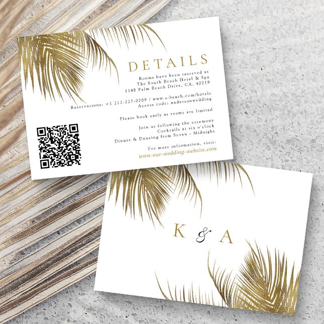 Elegant Tropical Palm Tree Beach Wedding Enclosure Card (Creator Uploaded)