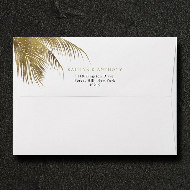 Elegant Tropical Palm Tree Beach Wedding Envelope (Creator Uploaded)