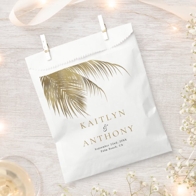 Elegant Tropical Palm Tree Beach Wedding Favour Bags (Clipped)
