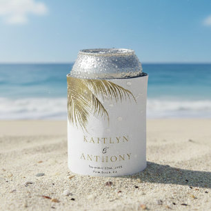 Elegant Tropical Palm Tree Beach Wedding Favour Can Cooler