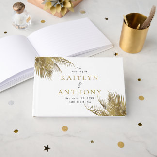 Elegant Tropical Palm Tree Beach Wedding Guest Book