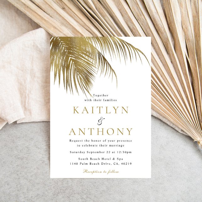 Elegant Tropical Palm Tree Beach Wedding Invitation (Creator Uploaded)