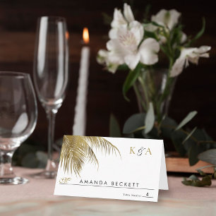 Elegant Tropical Palm Tree Beach Wedding Place Card