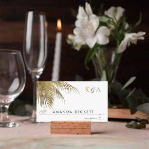 Elegant Tropical Palm Tree Beach Wedding Place Card