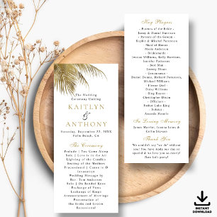 Elegant Tropical Palm Tree Beach Wedding Program Invitation