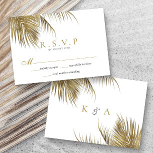 Elegant Tropical Palm Tree Beach Wedding RSVP Card