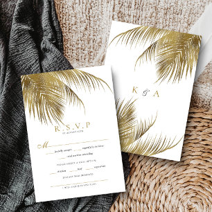 Elegant Tropical Palm Tree Beach Wedding RSVP Card