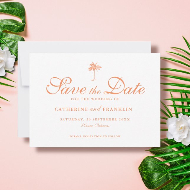 Elegant Tropical Palm Tree Wedding Save The Date (Creator Uploaded)