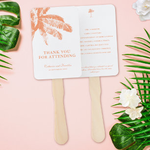 Elegant Tropical Palm Tree Wedding Timeline Hand Fan