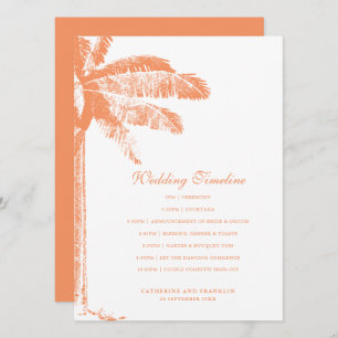 Elegant Tropical Palm Tree Wedding Timeline Programme