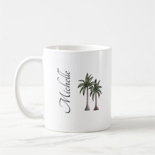 Elegant Tropical Palm Trees Beach Personalised Coffee Mug