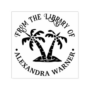 Elegant Tropical Palm Trees “From the Library of” Self-inking Stamp