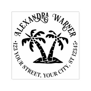 Elegant Tropical Palm Trees Name Return Address Self-inking Stamp
