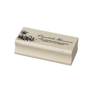 Elegant Tropical Palm Trees Return Address Rubber Stamp