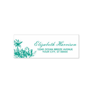 Elegant Tropical Palm Trees Return Address Self-inking Stamp
