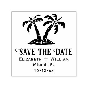 Elegant Tropical Palm Trees Wedding Save the Date Self-inking Stamp