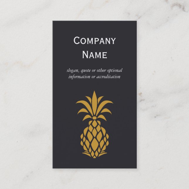 Elegant Tropical Pineapple Logo Business Card (Front)