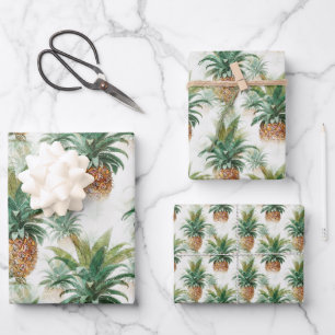Elegant Tropical Pineapple Wrapping Paper Sheet