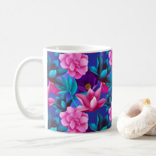 Elegant Tropical Pink Blue Purple Green Coffee Mug