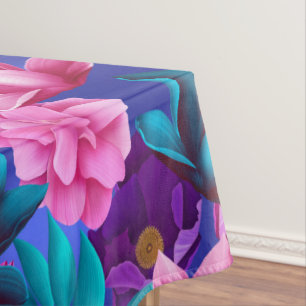 Elegant Tropical Pink Blue Purple Green Tablecloth