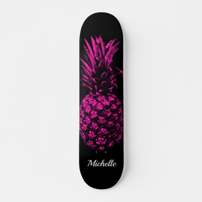 Elegant Tropical  Pink Pineapple Custom Skateboard (Front)