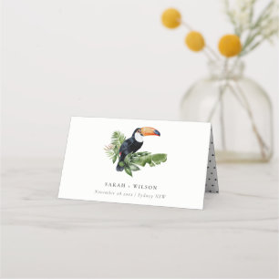Elegant Tropical Rainforest Toucan Fauna Wedding Place Card