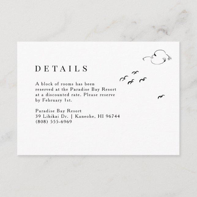 Elegant tropical sky Wedding Details Enclosure Card (Front)