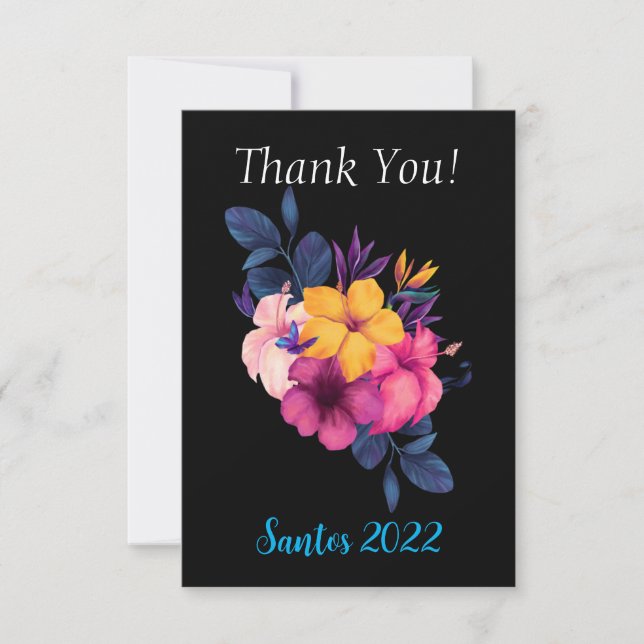 Elegant Tropical Theme Wedding Thank You Cards  (Front)