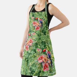 Elegant Tropical Toucan Floral Pattern  Apron