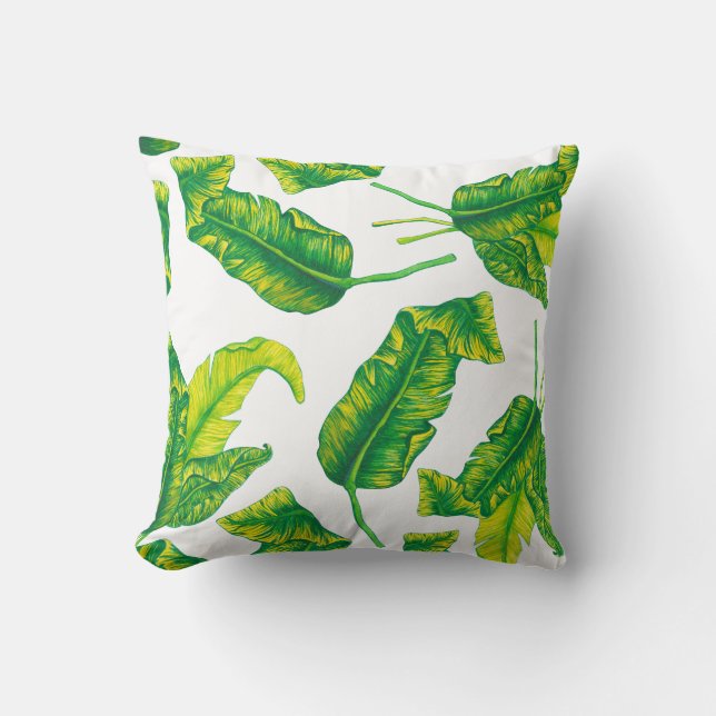 Elegant Tropical Tropicana Gold Leaves Cushion (Front)