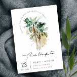Elegant Tropical Watercolor Palm Trees Script Save The Date<br><div class="desc">Tropical Watercolor Palm Trees Theme Collection.- it's an elegant script watercolor Illustration of tropical palm tress perfect for your tropical beachy wedding & parties. It’s very easy to customise,  with your personal details. If you need any other matching product or customisation,  kindly message via Zazzle.</div>