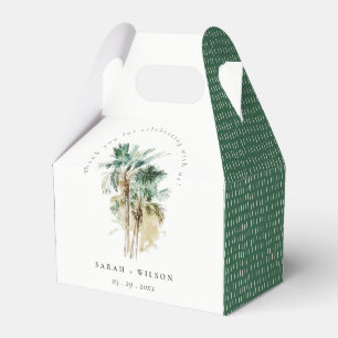 Elegant Tropical Watercolor Palm Trees Wedding Favour Box