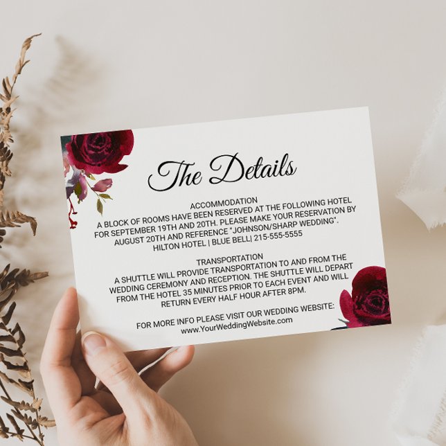 Elegant Tropical Wedding Details Insert Card (Creator Uploaded)
