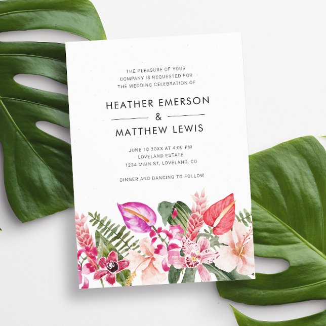 Elegant Tropical Wedding Invitation (Elegant Tropical Floral Wedding Invitation by Painted Paperie
)
