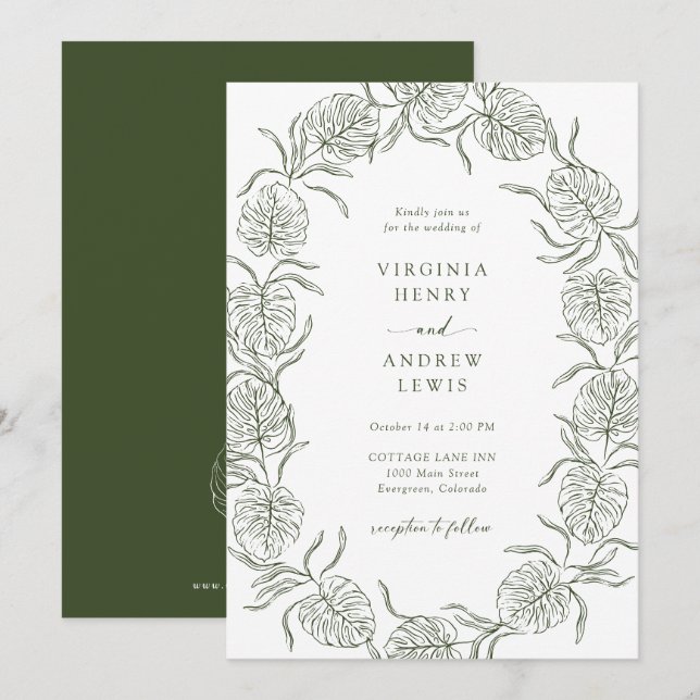 Elegant Tropical Wedding Invitation (Front/Back)