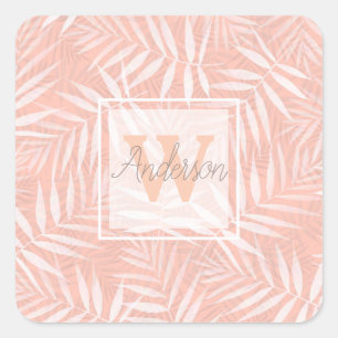 Elegant tropical white palm leaves paint square sticker