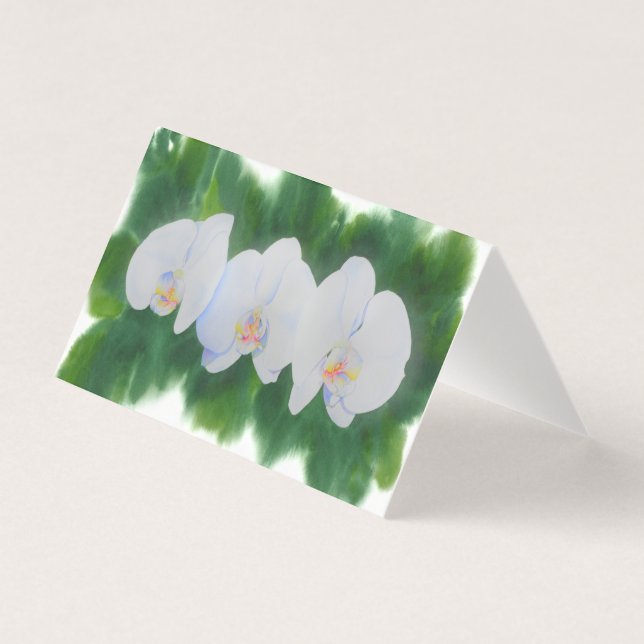 Elegant tropical white watercolor orchid painting  (Front)