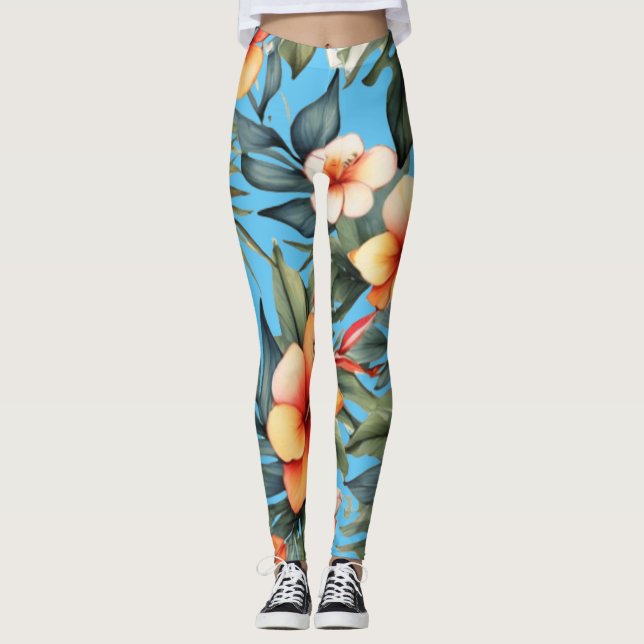  Elegant Tropical wildflowers  Leggings (Front)
