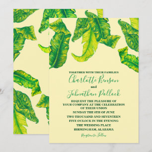 Elegant Tropicana Gold Leaves Tropical Wedding Invitation