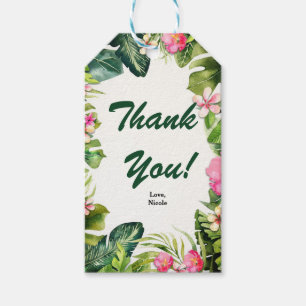 Elegant Tropics Green Leaves Floral Watercolor Gift Tags