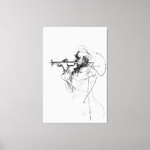 Elegant Trumpet Player Portrait - Premium Canvas Print