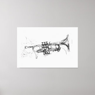 Elegant Trumpet Sketch - Canvas Print