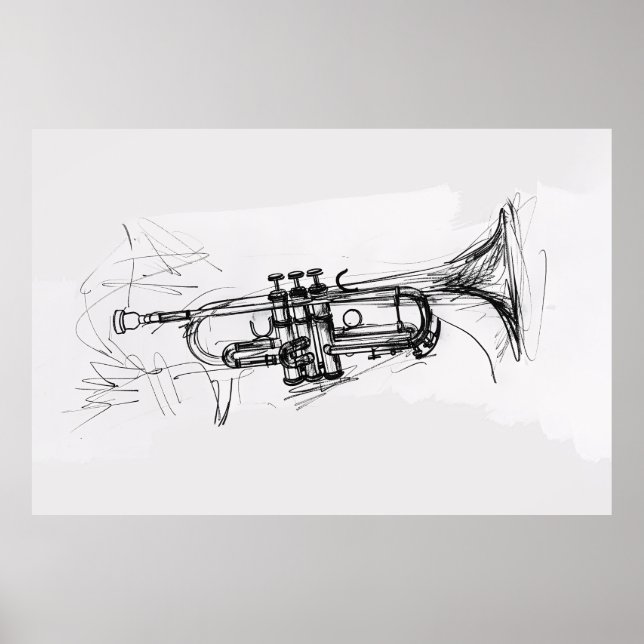 Elegant Trumpet Sketch - Poster (Front)