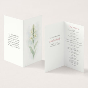 Elegant Tuberose Funeral Order of Service Program 