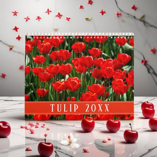 Elegant Tulip and Rose Floral Flowers Photography Calendar